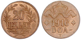 20 Heller 1916 T, Kupfer (RFA 98,67 % Kupfer), Zweige Mit 3 Blättern Unter Wertangabe, Große Krone, L`s Unvollständig. S - Duits-Oost-Afrika
