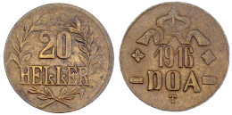 20 Heller 1916 T, Messing (RFA 72 % Kupfer), Zweige Mit 3 Blättern Unter Wertangabe, Kleine Krone, L`s Vollständig. Sehr - German East Africa