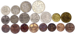 19 Verschiedene: 1, 2, 5, 10 Pfg., 1/2, 1 Und 2 Gulden 1923, Weiterhin Pfg. 1926, 1929, 1930, 1937, 2 Pfg. 1926, 1937, 5 - Autres & Non Classés