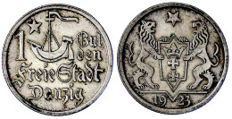 1 Gulden 1923. Hansekogge. Fast Vorzüglich. Jaeger D7. - Sonstige & Ohne Zuordnung