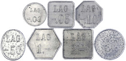 7 Aluminium-Wertmarken LAG (Lande-Anstalt Görden) Zu -.01, -.05, -.10, -.50, 1.-, 2.- Und 3.- (Mark) O.J. Komplette Seri - Andere & Zonder Classificatie