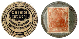 Briefmarkenkapselgeld, Carmol Tut Wohl... O.J. Papphülle Mit 10 Pf. Germania, MUG Grün. Vorzüglich, Min. Fleckig, Sehr S - Andere & Zonder Classificatie