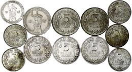 12 Stück, Komplette Serien 3 Und 5 Reichsmark 1925, Je A,D,E,F,G,J. Meist Vorzüglich. Jaeger 321 Und 322. - Other & Unclassified