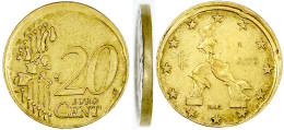 Frankreich 20 Euro-Cent 2002 Ohne Randprägung Und Etwas Dezentriert (vermutlich Aus Prägeform Gesprungen). Vorzüglich, S - Duitsland