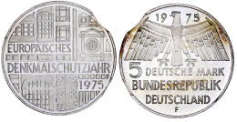 5 Mark Europäisches Denkmalschutzjahr 1975 F, Mit 2 (einem Kleinen Und Einem Größeren) Zainenden. 10,98 G. Stempelglanz, - Sonstige & Ohne Zuordnung