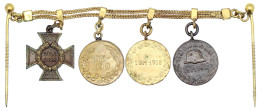 Charivari Mit 4 Miniaturen: KV-Med. Ungarn, Österreich, Bulgarien, Deutsches Ehrenkreuz Für Nicht-Kämpfer 1914/18. Vorzü - Andere & Zonder Classificatie