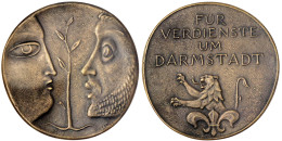 Bronzene Verdienstplakette Der Stadt Darmstadt. Verliehen Ab 1954, Gestaltet Von Professor Herrmann Geibel. 108 Mm, Im O - Andere & Zonder Classificatie