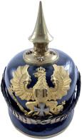 Preussen: Pickelhaube Um 1900 Eines Offiziers Der Infanterie. übliche Spannungsrisse Im Leder - Uniformen