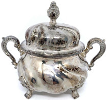 Zuckerdose Mit Deckel, Silber 835/1000, Hersteller Wilhelm Binder, Schwäbisch Gmünd. Höhe 12,5 Cm; 260,89 G - Plata