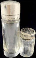 2 Stück: Parfumflakon Aus Glas Mit Silberdeckel, Graviert 28.9.1918 Mit Wappengravur Eines Adligen Brautpaares (Schaf Un - Plata