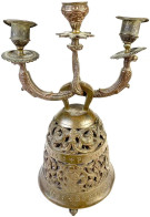 Bronzener, Glockenförmiger Pater-Noster-Kandelaber. 19. Jh. Höhe 31 Cm. Eine Schraube Fehlt, Zwei Kerzenhalter Etwas Ver - Other & Unclassified