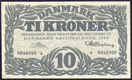 10 Kroner 1948. KN. O 9846992, Unterschrift Links Riim. I- Pick 37j. - Denemarken
