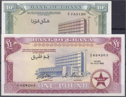 Bank Of Ghana, 10 Shillings Und 1 Pound 1.7.1962 U. 1963. I. Pick 1d, 2d. - Ghana