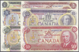 6 Scheine Zu 1, 2, 5, 10, 20 U. 50 Dollars 1969-79. I / I- Pick 85, 86, 87, 88, 89, 90. - Canada
