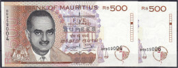 2x 500 Rupees 1998. I. Pick 46. - Mauritius