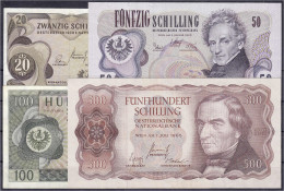 20, 50, 100 U. 500 Schilling 1965 - 1970. II. Pick 139, 142, 143, 145. - Oostenrijk