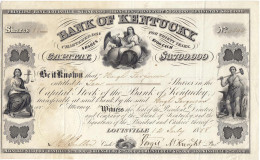 Bank Of Kentucky, Anteilschein Zu 10 Shares (= 1000 $), Louisville, 12. Juli 1858, Ausgestellt Auf Hugh Ferguson, Mit Un - Andere & Zonder Classificatie