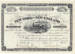 New York And New England Railroad Company. Anteilschein Zu 10 Shares, Boston 16. Juni 1886, Ausgestellt Auf Federico Gle - Andere & Zonder Classificatie