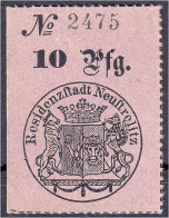 10 Pfg. Gutschein Der Residenzstadt Neustrelitz O.D. (28.6.1893). KN 3,5 Mm Hoch. Ausgegeben Zur Goldenen Hochzeit Des G - [ 1] …-1871 : Duitse Staten