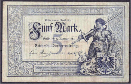 5 Mark 10.1.1882. III, Winz. Nadelstich, Sehr Selten. Rosenberg 6. Grabowski. DEU-48. - Andere & Zonder Classificatie