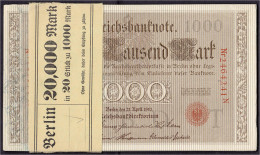 20x 1000 Reichsmark 21.4.1910. Unzirkulierte Scheine In Original Banderole, Mit Fortlaufende KN. 2464241 - 2464260. Udr. - Andere & Zonder Classificatie