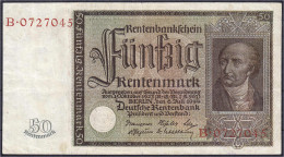 50 Rentenmark 6.7.1934. Serie B. III- Rosenberg 165. Grabowski. DEU-221. Pick 172. - Andere & Zonder Classificatie