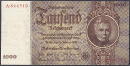 1000 Reichsmark 22.2.1936. Unterdruckbuchstabe G, Serie A. I. Rosenberg 177. Grabowski. DEU-212. - Andere & Zonder Classificatie