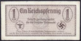 Behelfszahlungsmittel Der Wehrmacht, 1 Reichspfennig O.D. Und O. KN. IV, Einrisse, Schmutzig U. Geglättet, Sehr Selten.  - Autres & Non Classés