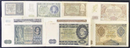 Generalgouvernement Polen, Emissionsbank, 9 Scheine Zu 2 Zlote, 10, 20, 100, 500 Zlotych 1.3.1940 Und Zu 1 Zloty, 5, 50  - Andere & Zonder Classificatie