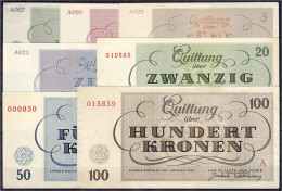 KZ Theresienstadt, Der Älteste Der Juden. 1, 2, 5, 10, 20, 50 Und 100 Kronen. 1.1.1943. Komplette Serie 1943. I- Bis II- - Andere & Zonder Classificatie