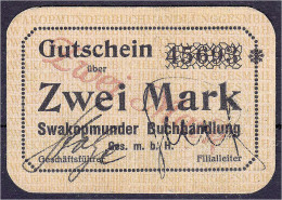 Swakopmunder Buchhandlung: 2 Mark Gutschein O.Datum (1916). 1. Auflage. KN 5-stellig Mit Stern. I-, äußerst Selten. Rose - Other & Unclassified