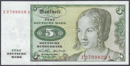 5 Deutsche Mark Austauschnote 2.1.1970. Serie Z/A. II, Selten. Rosenberg 269b. Grabowski. BRD-13b. - Andere & Zonder Classificatie