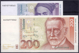 10 Und 200 Deutsche Mark 2.1.1989. Serie YA/D (Austauschnote) Und AA/A. I- Bis II+ Rosenberg 292b, 295a. Grabowski. BRD- - Andere & Zonder Classificatie