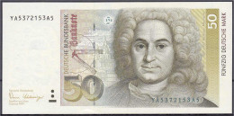 50 Deutsche Mark Austauschnote 2.1.1989. Serie YA/A. I-, Selten. Rosenberg 293b. Grabowski. BRD-37b. - Andere & Zonder Classificatie