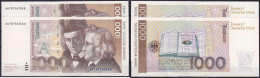 2x 1000 Deutsche Mark 1.8.1991. Serie AA/K. Folge KN. 7875633 - 7875634. II Bis II+, Etwas Wellig. Rosenberg 302a. Grabo - Autres & Non Classés
