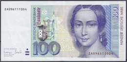 100 Deutsche Mark Austauschnote 2.1.1996. Serie ZA/D Ohne Querstrich-Blindprägedruck. II, Selten. Rosenberg 310c. Grabow - Autres & Non Classés