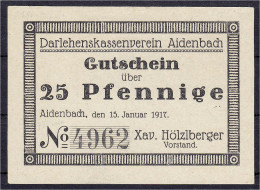 Xav. Hölzlberger, 25 Pfg. 15.1.1917. Ohne Wz. I- Tieste 0025.05.01. - [11] Local Banknote Issues