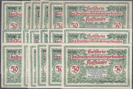 18x 50 Pfg. Scheine, Reichskriegerbund "Kyffhäuser", 29.11.1921. Je Serie A-F 1-6 (Wz. Quadrate), Serie A-F 7-12 (Wz. Zi - [11] Emissioni Locali