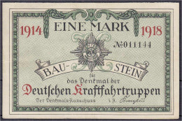 Deutsche Kraftfahrtruppen, 1 Mark 1914-1918. Baustein. II, Selten. Grab./Mehl 87.1. Lindman 82. - Lokale Ausgaben