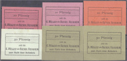 Müller'sche, G. Buchdruckerei, 6 Scheine Zu 3x 20 Und 3x 50 Pfg. O.D. Teils Mit Briefmarken Auf Rs. Meist II+ Tieste 055 - [11] Local Banknote Issues