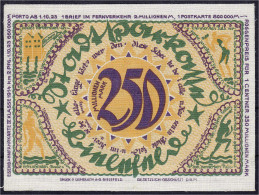 250 Mio. Mark Leinen, Weiß 2.4.1922 (Okt. 1923) Druck Grün/gelb/violett. Hergestellt Mit Druckplatten Zu 25 Mark (Nr.41) - Lokale Ausgaben