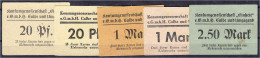 Konsumgenossenschaft „Einheit“, 5 Verschiedene Scheine Zu 2x 20 Pfg., 2x 1 Mark Und 2,5 Mark O.D. I- Bis II-, Sehr Selte - [11] Emissions Locales