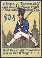 50 Pfg. August 1920. Marschierender Soldat Mit Knopf Am Kragen, WZ. Schuppen. I, Selten. Lindman 259c.4. Grab./Mehl 268. - [11] Emisiones Locales