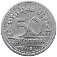 WEIMARER REPUBLIK 50 PFENNIG 1922 J DOPPELSCHLAG J #s074 0097 - 50 Renten- & 50 Reichspfennig