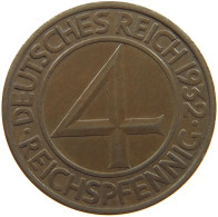 WEIMARER REPUBLIK 4 PFENNIG 1932 F  #c080 0473 - 4 Reichspfennig