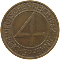 WEIMARER REPUBLIK 4 PFENNIG 1932 F  #a095 0385 - 4 Reichspfennig