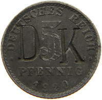 WEIMARER REPUBLIK 5 PFENNIG 1920 A GEGENSTEMPEL DK / K #t157 0161 - 5 Rentenpfennig & 5 Reichspfennig
