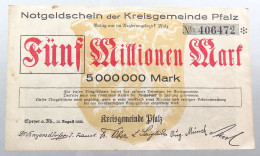 WEIMARER REPUBLIK 5 MILLIONEN MARK 1923 PFALZ #alb052 0649 - 5 Miljoen Mark