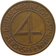 WEIMARER REPUBLIK 4 PFENNIG 1932 A  #s050 0347 - 4 Reichspfennig