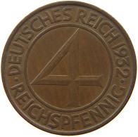 WEIMARER REPUBLIK 4 PFENNIG 1932 A  #a095 0383 - 4 Reichspfennig